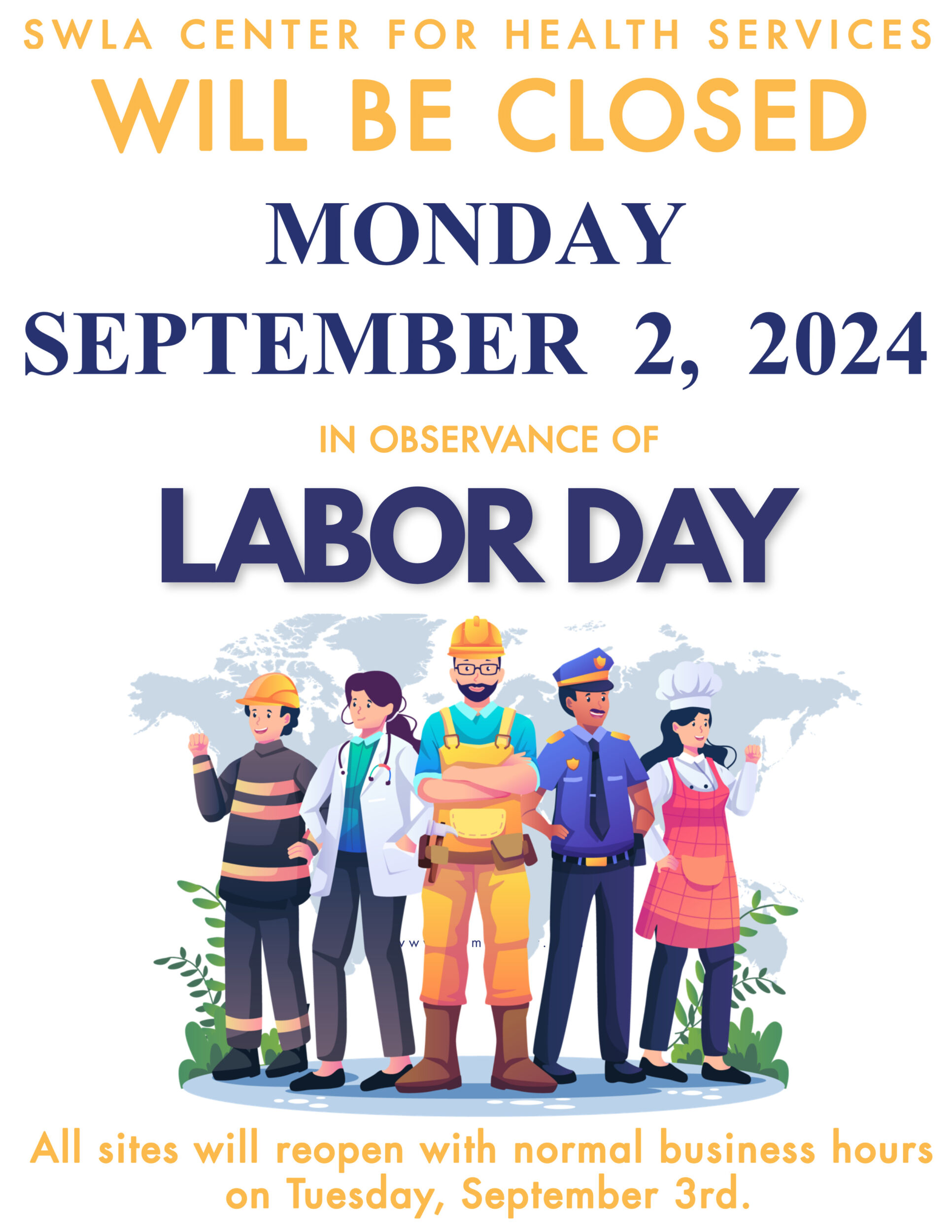 Site Holiday Closure- Labor Day | SWLA Center for Health Services